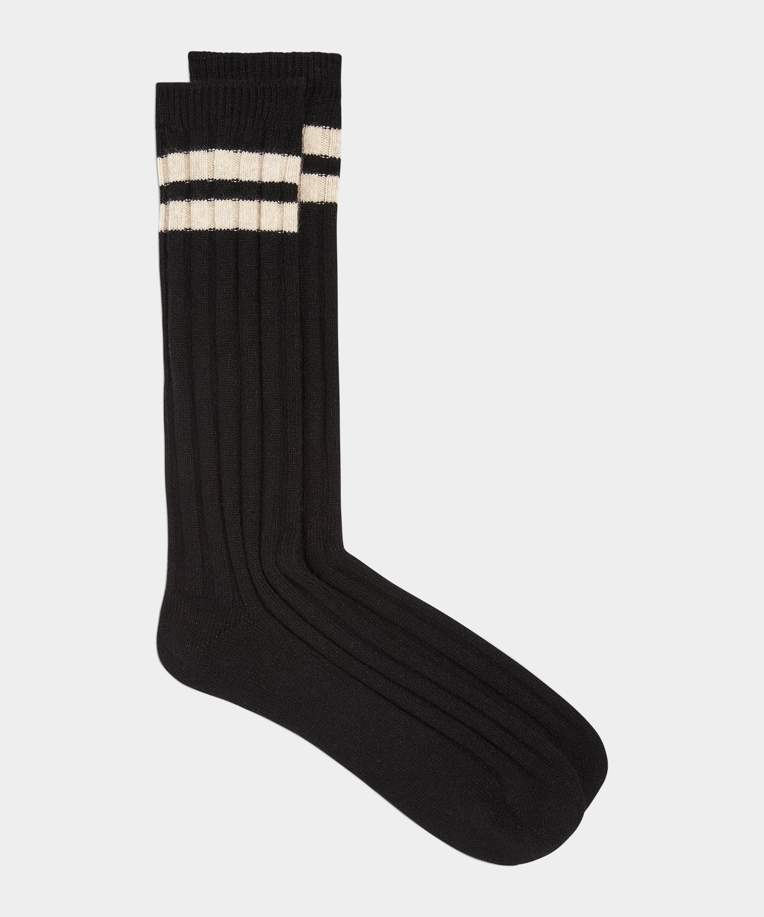 Cashmere Striped Socks in Black