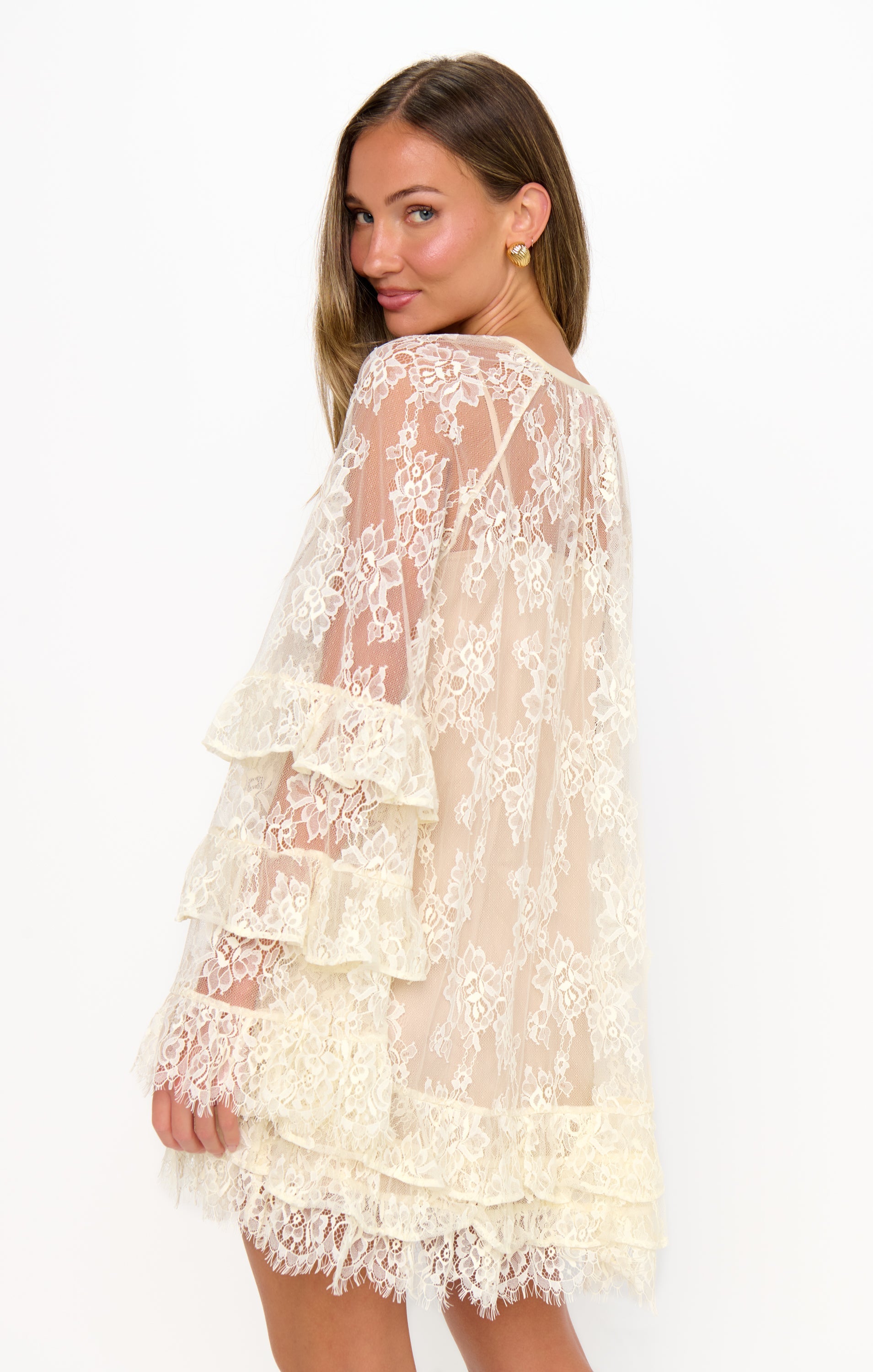 Joelle Mini Dress ~ Dainty White Lace