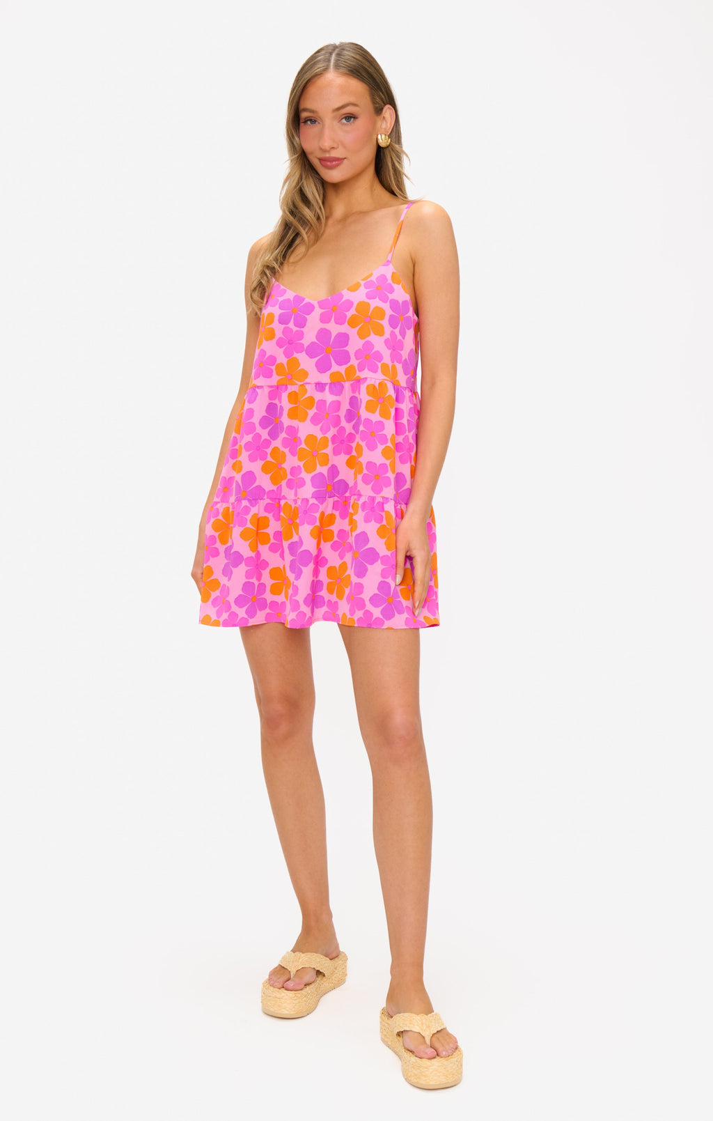 Caroline Mini Dress ~ Pink Daisy