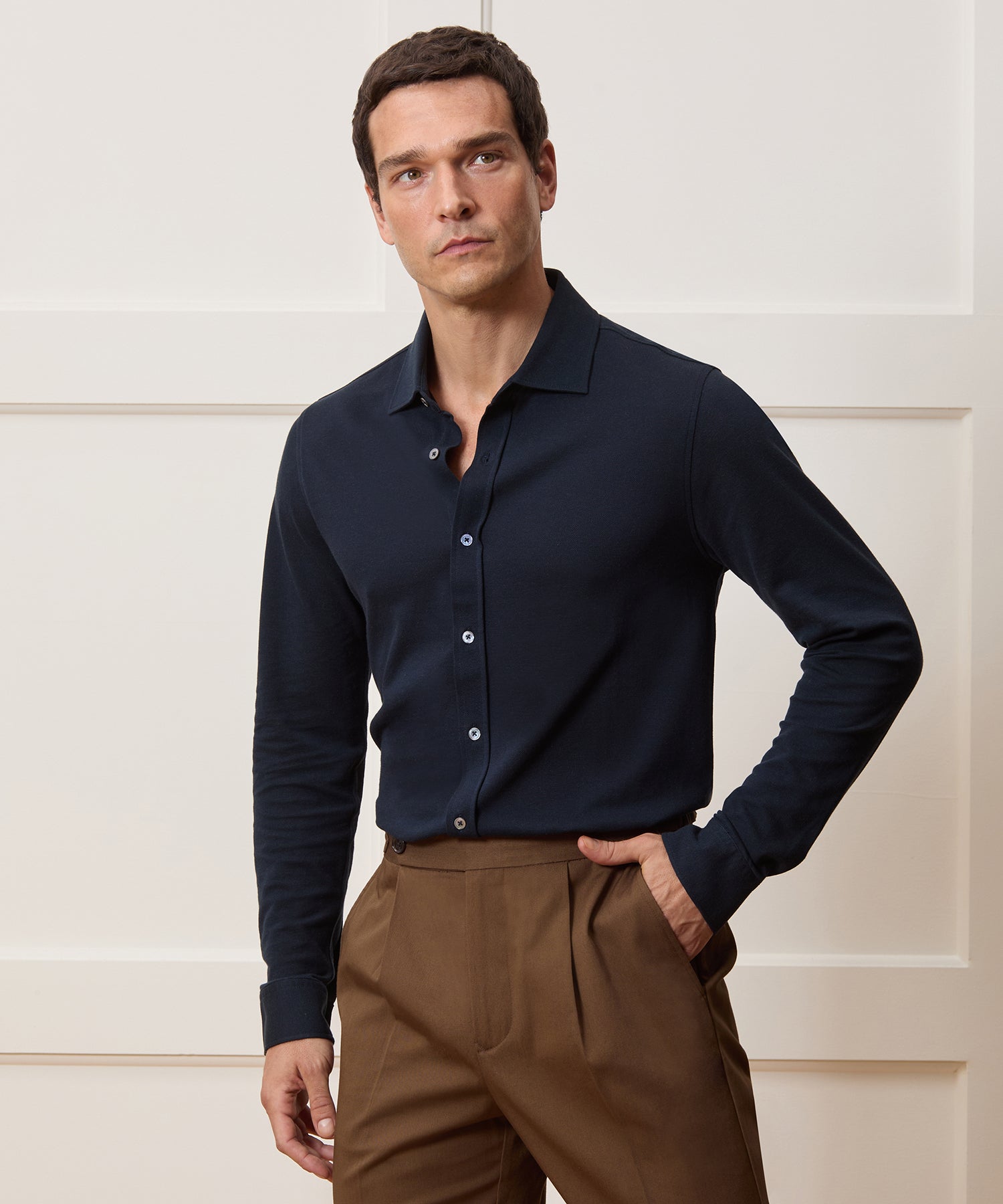 Cotton-Cashmere Pique Shirt