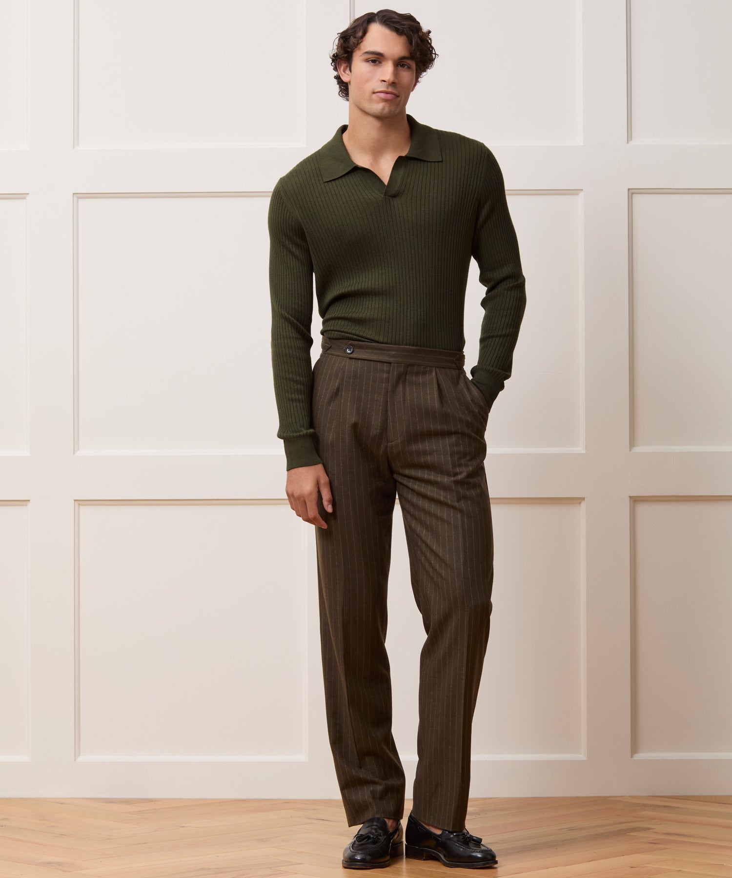 Silk-Cashmere Ribbed Montauk Sweater Polo