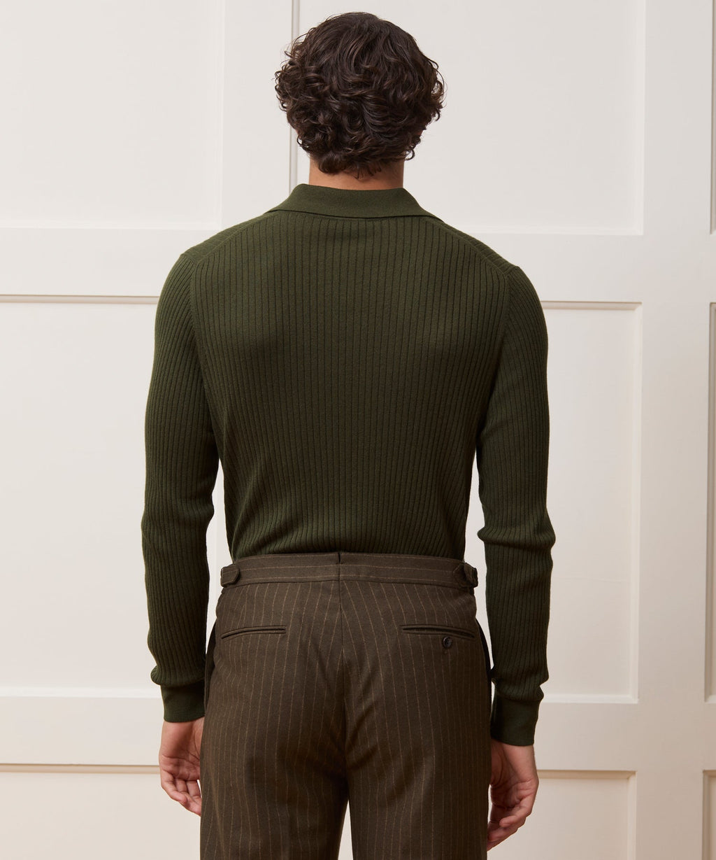 Silk-Cashmere Ribbed Montauk Sweater Polo