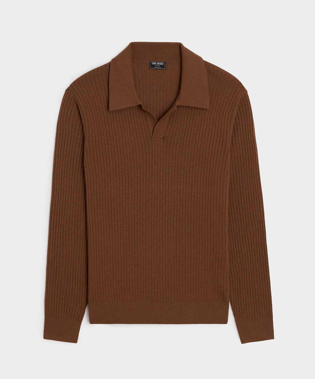 Silk-Cashmere Ribbed Montauk Sweater Polo