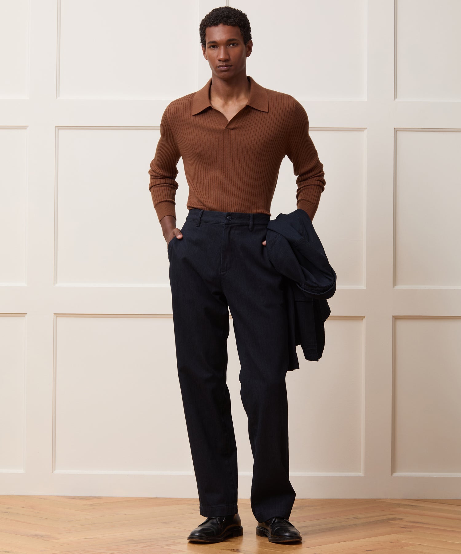 Silk-Cashmere Ribbed Montauk Sweater Polo