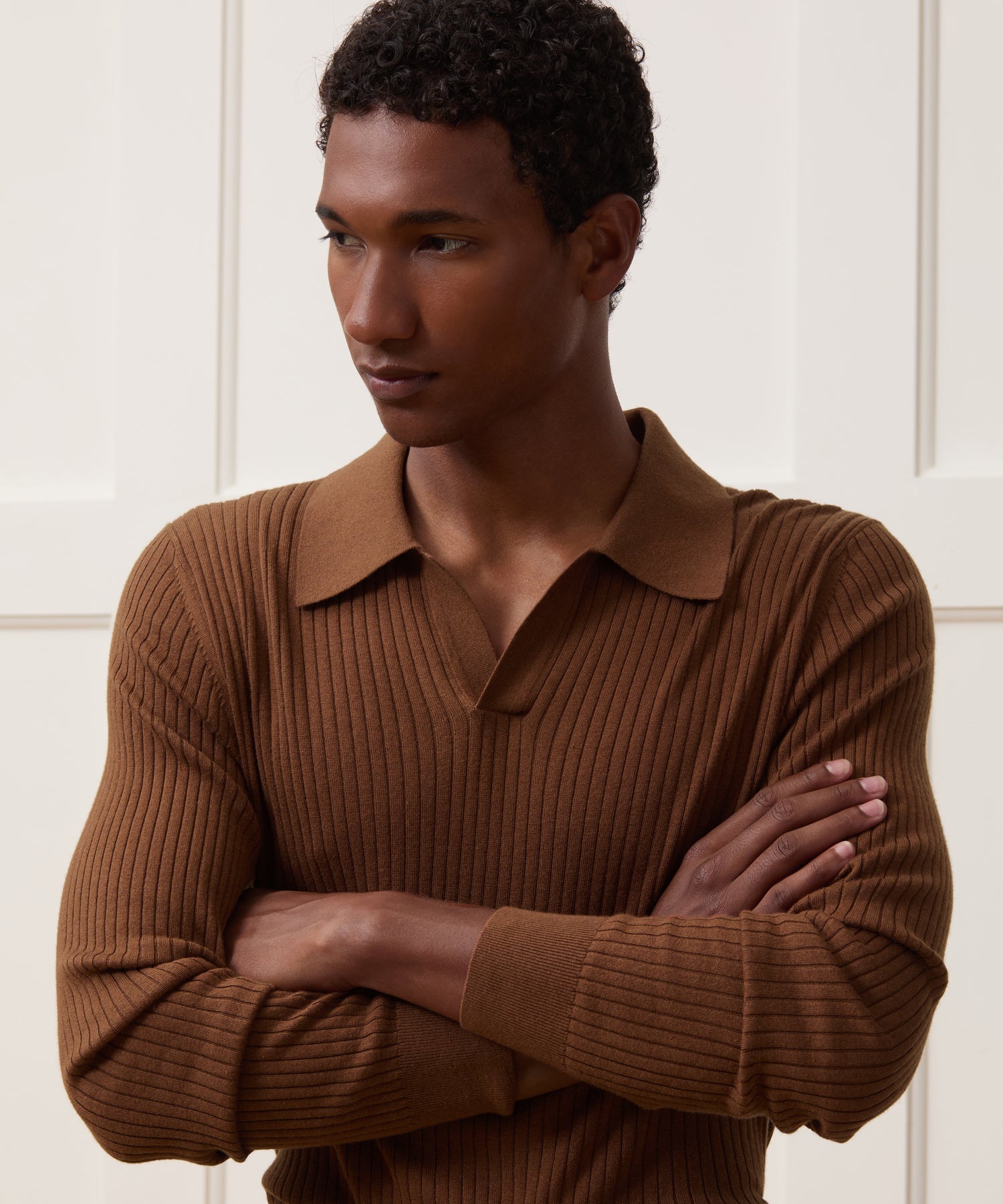 Silk-Cashmere Ribbed Montauk Sweater Polo