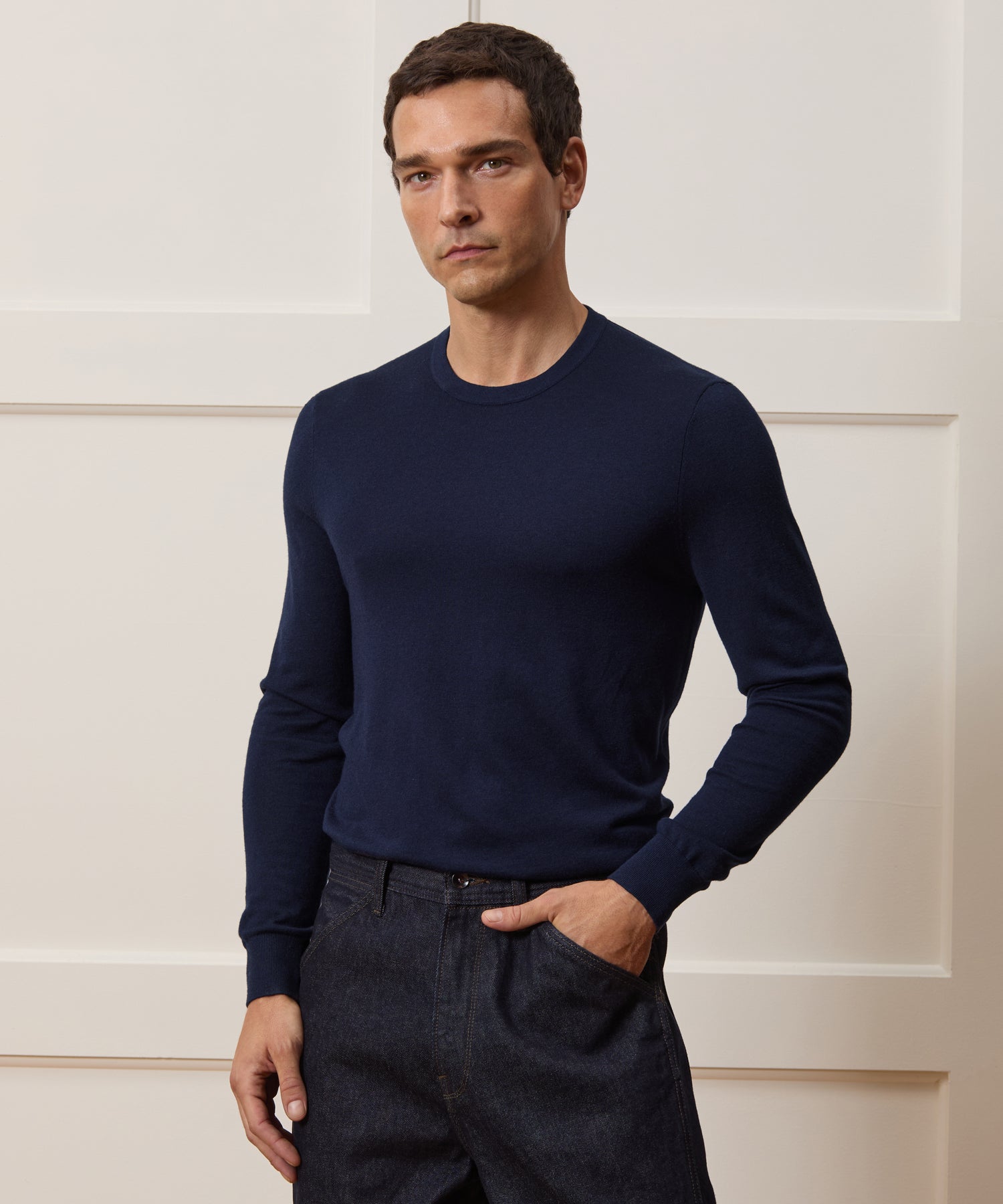 Silk-Cashmere Crewneck Sweater