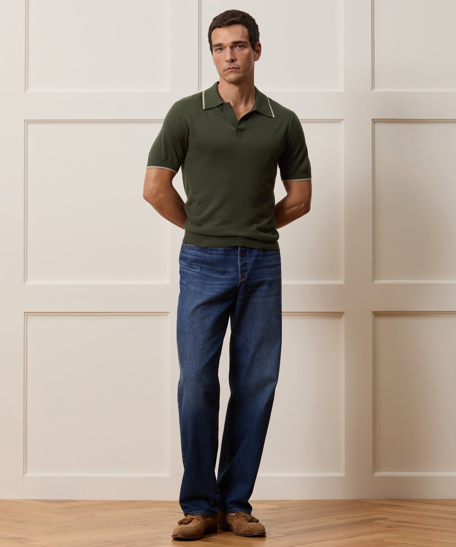 Silk-Cashmere Tipped Montauk Sweater Polo