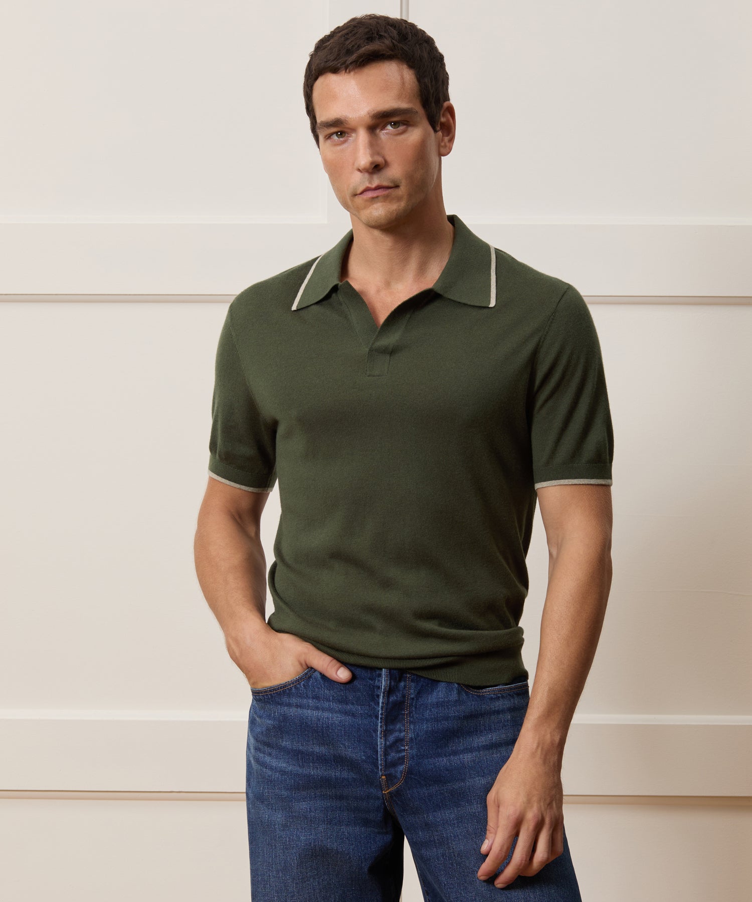 Silk-Cashmere Tipped Montauk Sweater Polo