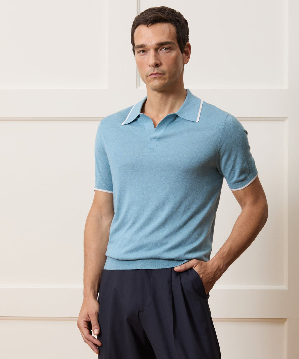 Silk-Cashmere Tipped Montauk Sweater Polo