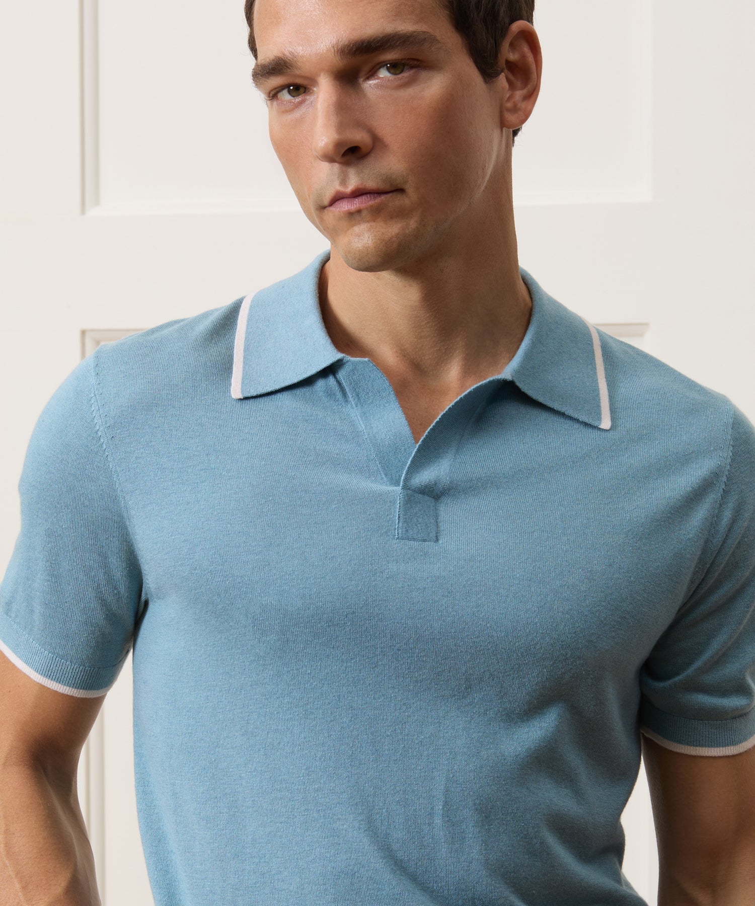 Silk-Cashmere Tipped Montauk Sweater Polo