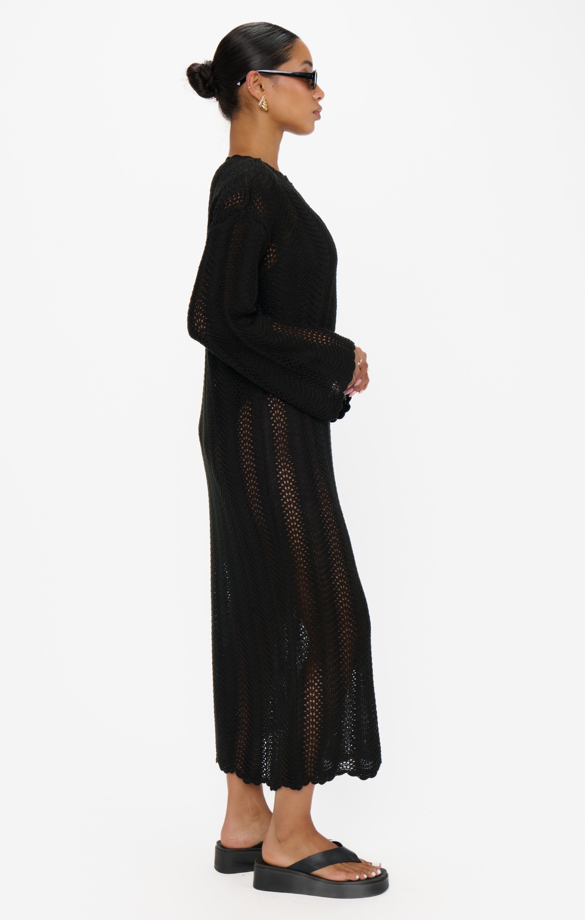 Packable Maxi Pullover ~ Black Crochet