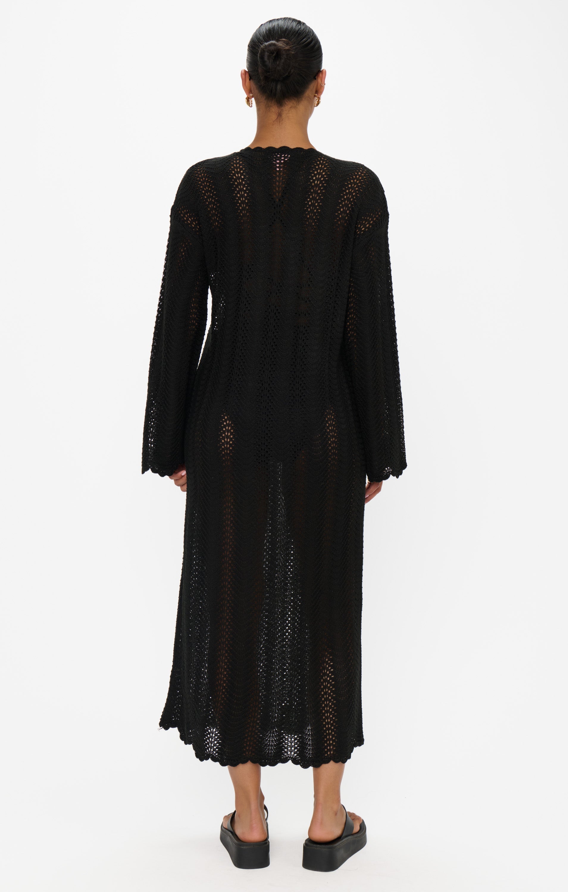 Packable Maxi Pullover ~ Black Crochet