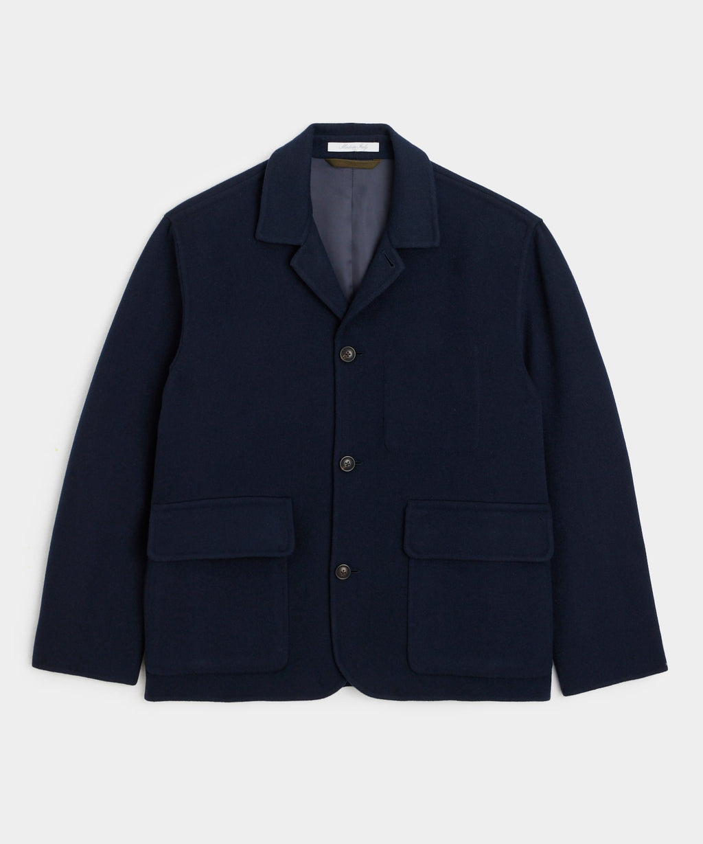 Italian Relaxed Cashmere Walking Jacket in Navy