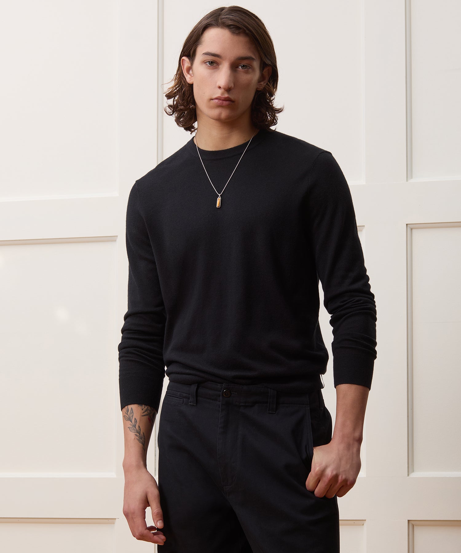 Silk-Cashmere Crewneck Sweater
