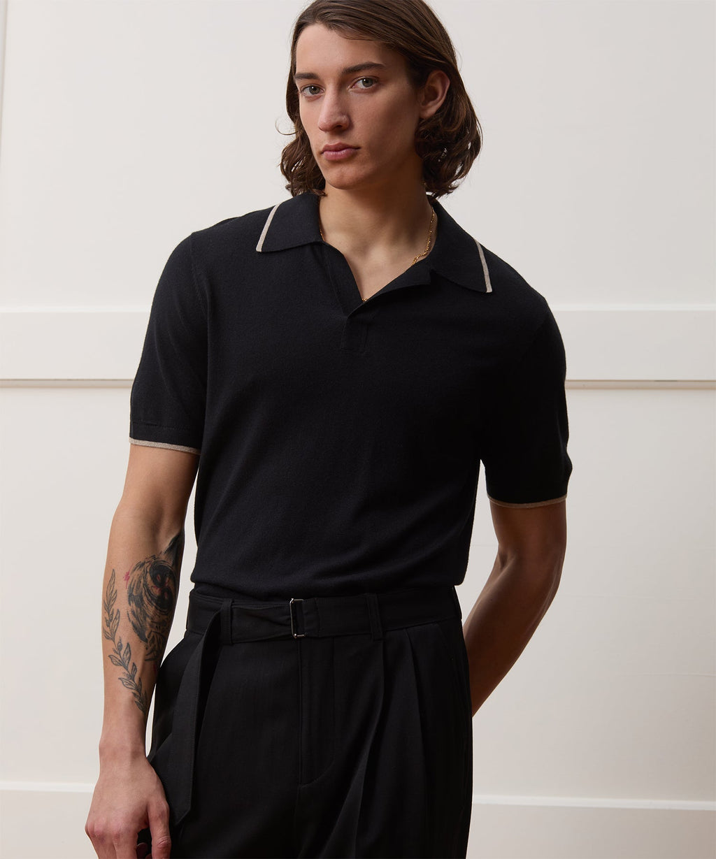 Silk-Cashmere Tipped Montauk Sweater Polo