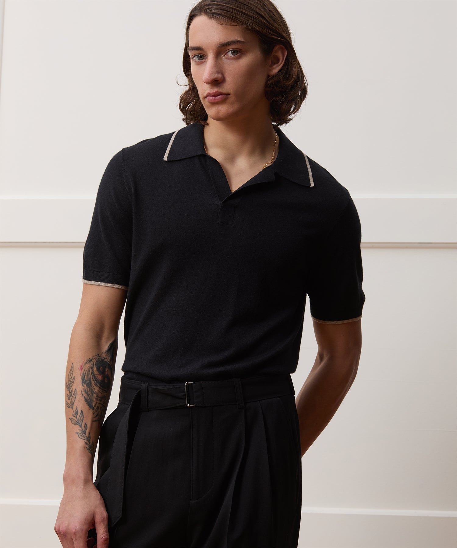 Silk-Cashmere Tipped Montauk Sweater Polo