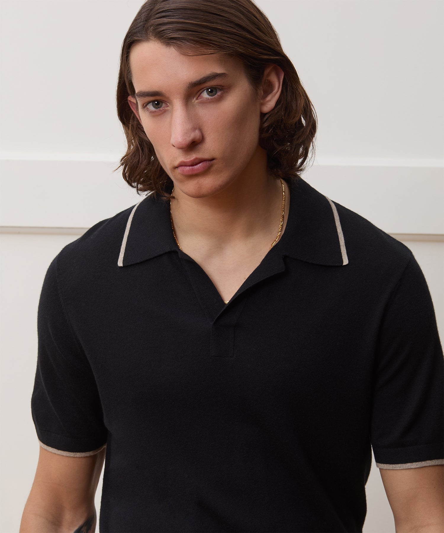Silk-Cashmere Tipped Montauk Sweater Polo