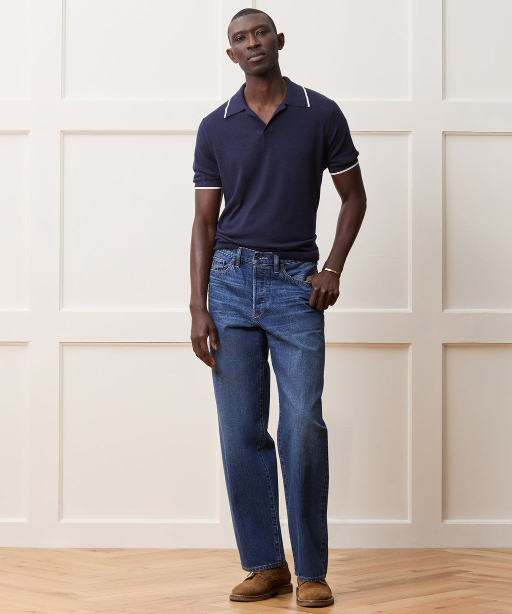 Silk-Cashmere Tipped Montauk Sweater Polo
