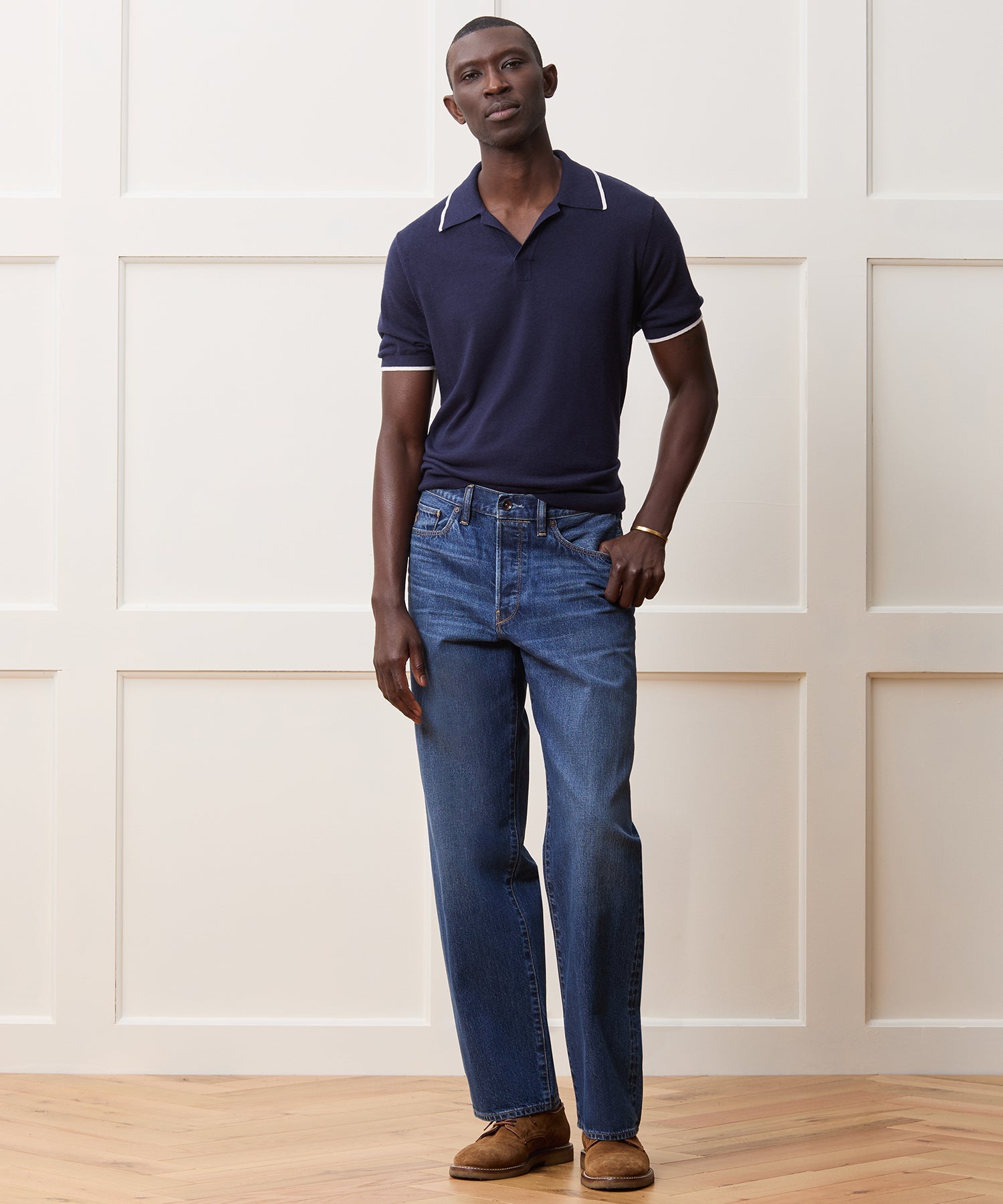 Silk-Cashmere Tipped Montauk Sweater Polo