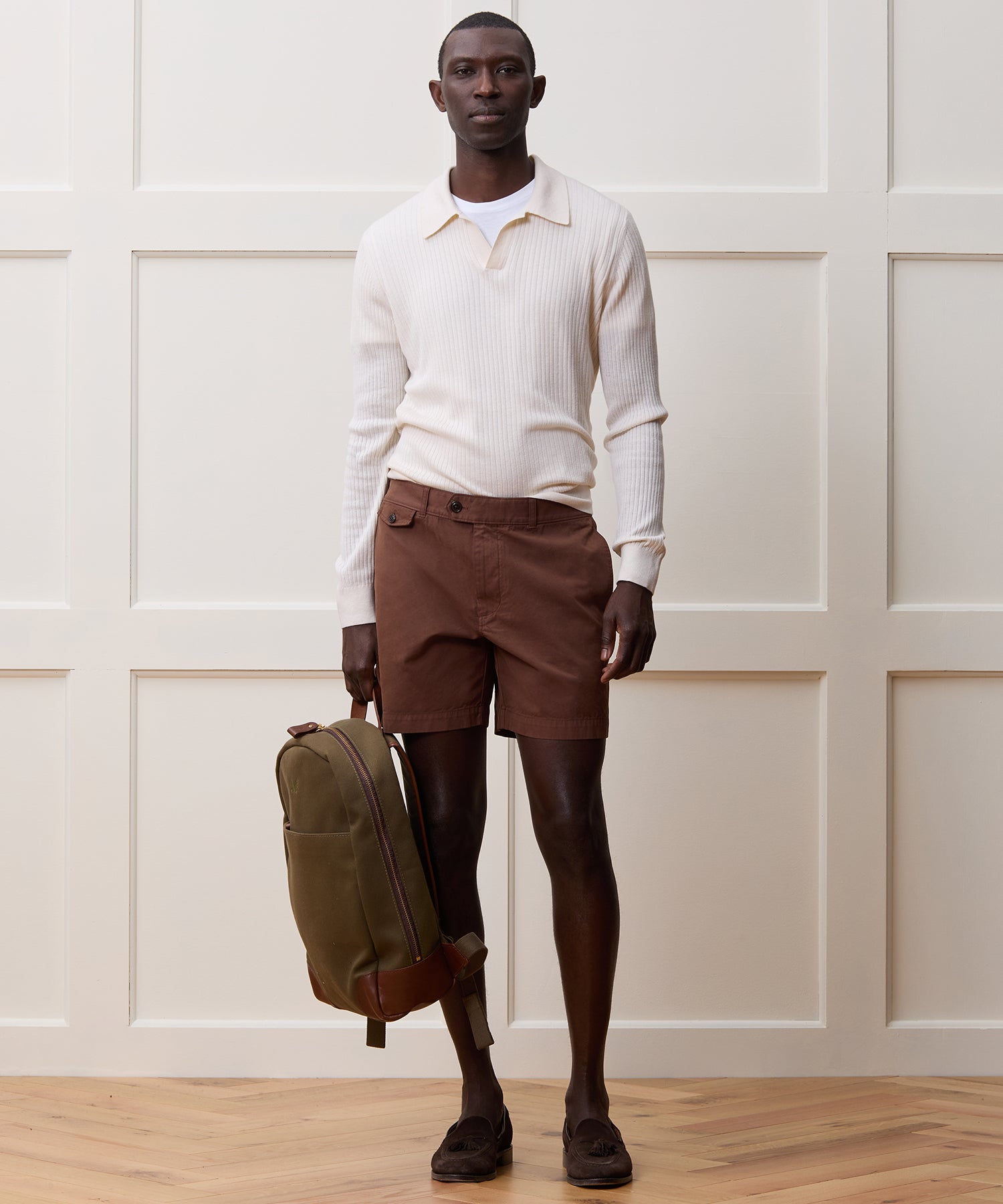Silk-Cashmere Ribbed Montauk Sweater Polo