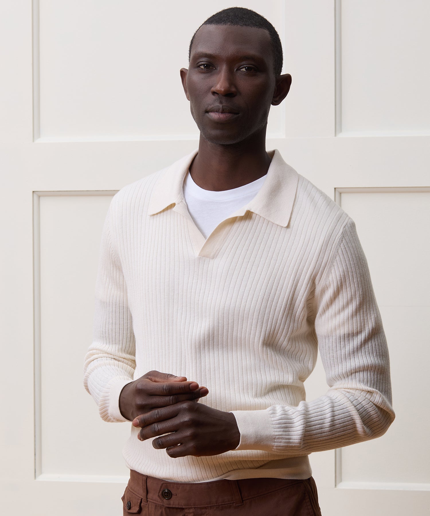 Silk-Cashmere Ribbed Montauk Sweater Polo