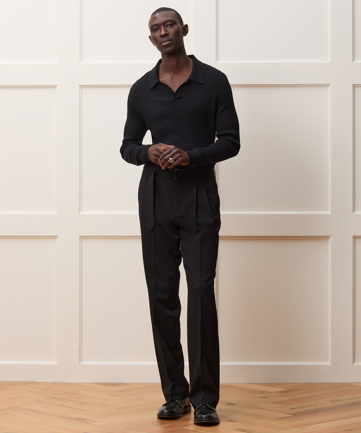 Silk-Cashmere Ribbed Montauk Sweater Polo