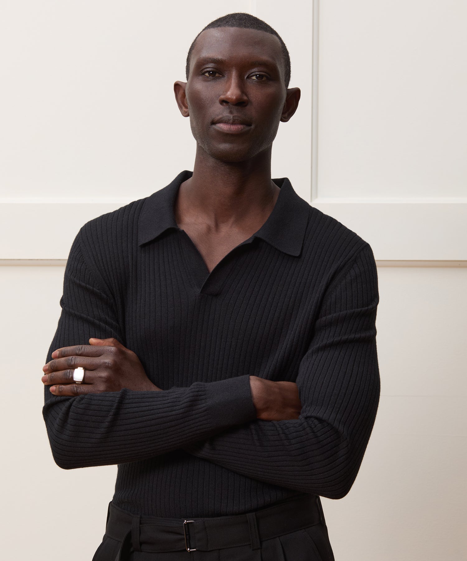 Silk-Cashmere Ribbed Montauk Sweater Polo