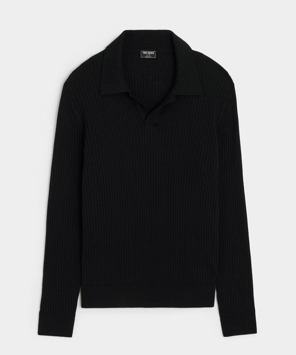 Silk-Cashmere Ribbed Montauk Sweater Polo